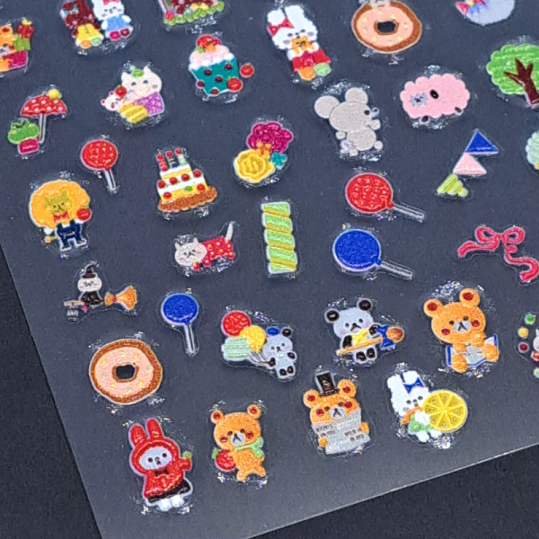 Teddy Bear Panda Rabbit Lion Nail Art Stickers Design 8437, 5D Cartoon Animal Nail Decal Stickers - Image 2