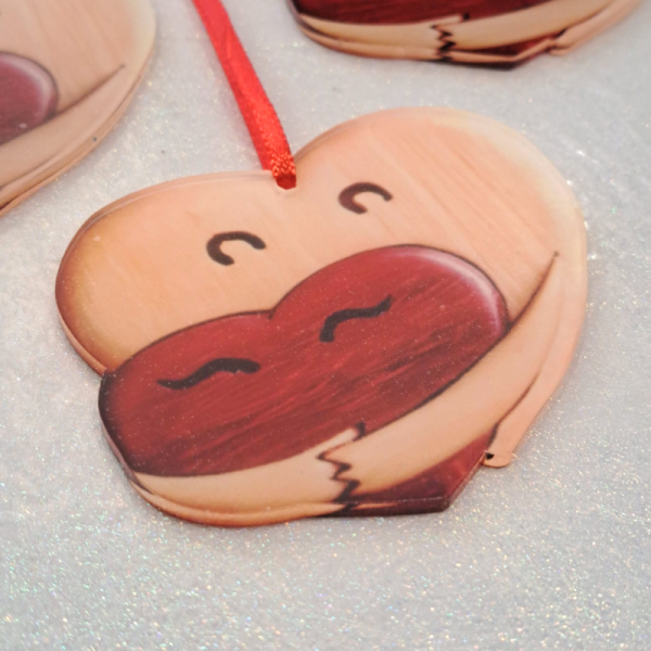 Love Hug Heart Valentines Day Gifts, Hugging Hearts Mothers Day Gift Hanging Double Sided Baubles - Image 4