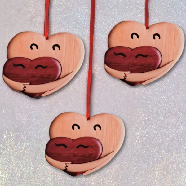 Love Hug Heart Valentines Day Gifts, Hugging Hearts Mothers Day Gift Hanging Double Sided Baubles - Image 3