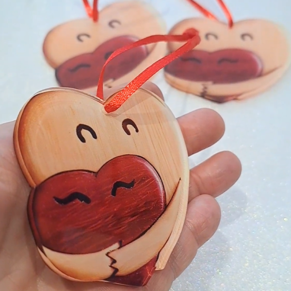 Love Hug Heart Valentines Day Gifts, Hugging Hearts Mothers Day Gift Hanging Double Sided Baubles - Image 2