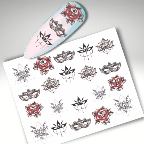 Coloured Boho Nail Art Water Decal Design 975