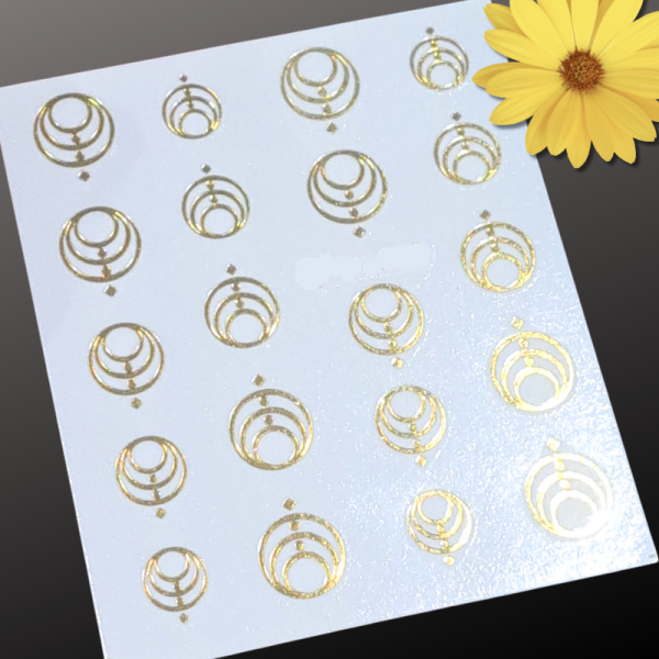 Boho Pattern Gold Metallic Nail Art Water Decals Design 069