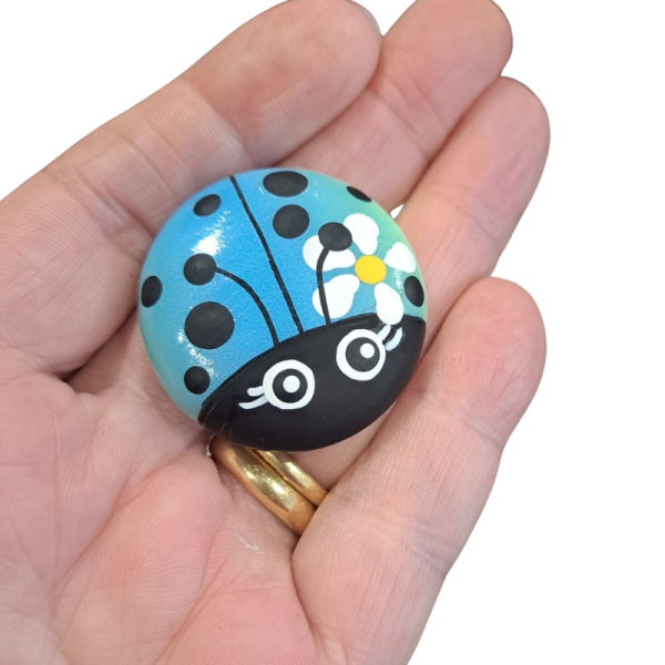 Daisy Ladybird Pocket Hug Pebbles, Hand Painted Ladybug Glass Pebble Xmas Stocking Filler Friend Gift - Image 4