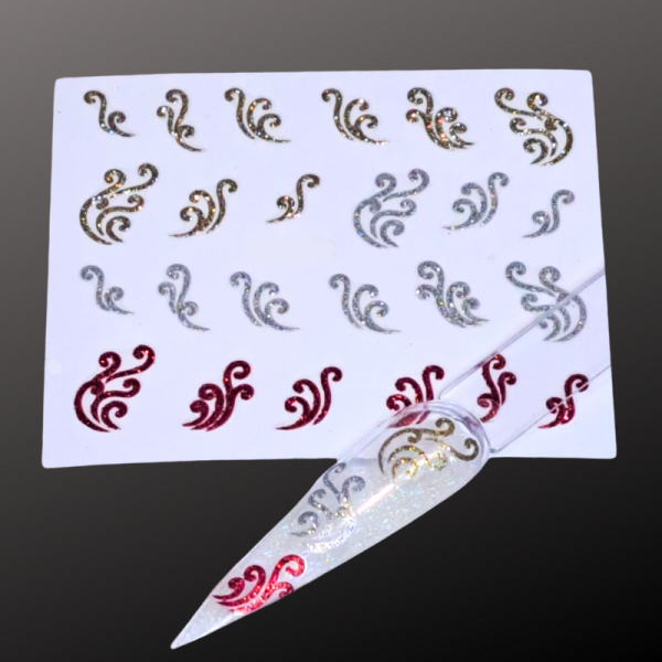Glitter Pattern Nail Art Stickers Design 882
