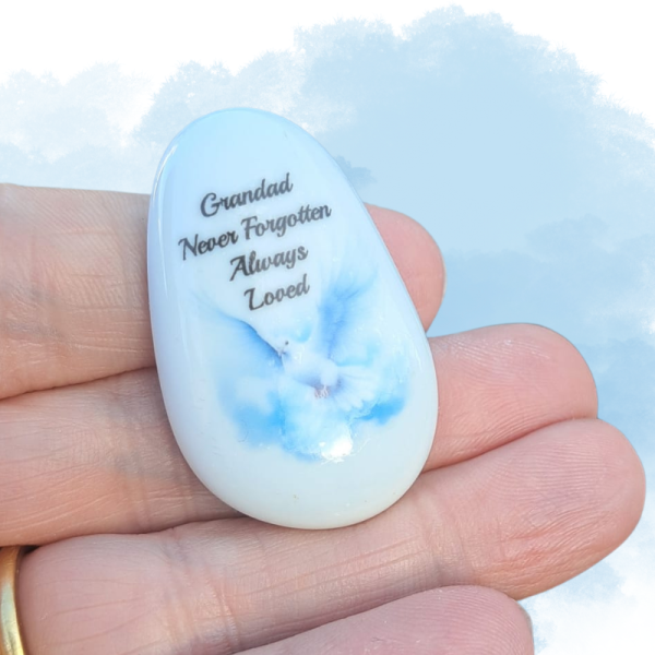 Bereavement Mum Pocket Hug Pebble, Family Loss Gift Keepsake, Dove Memorial Gift Memory Pebble, Dad Memorial Comfort Stone - Image 2