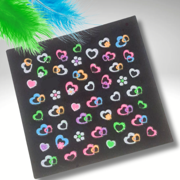 Valentines Hearts Nail Art Glitter Stickers Design S19
