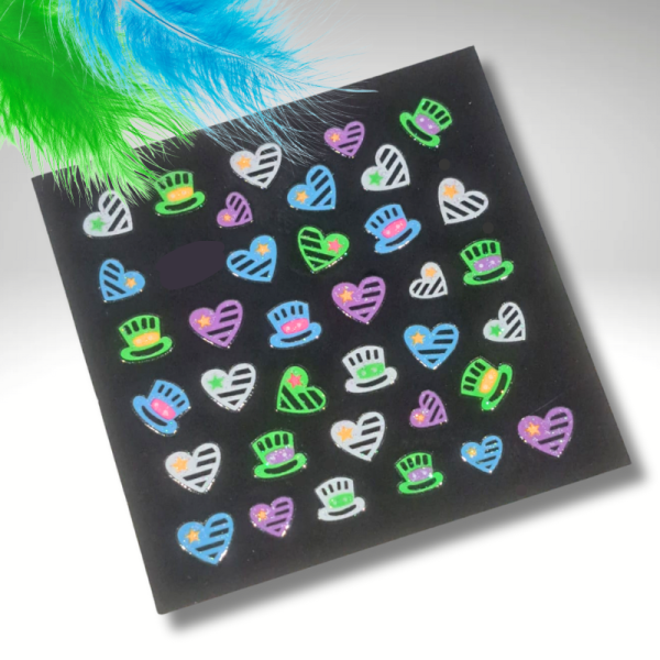 Valentines Hearts Nail Art Glitter Stickers Design S22