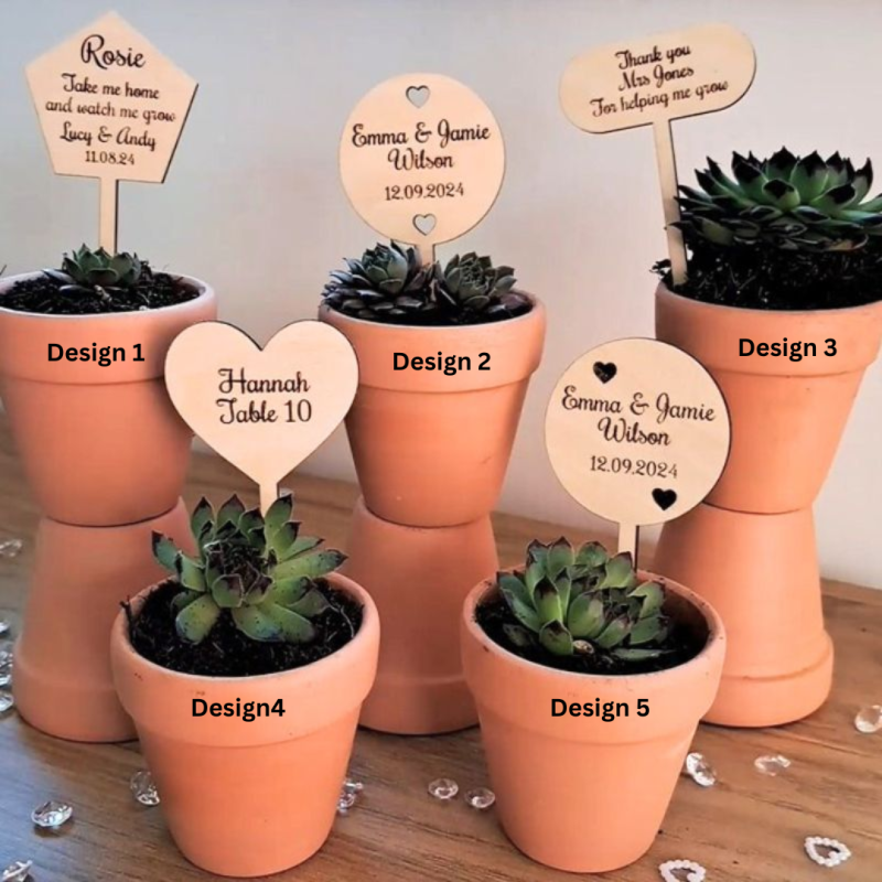 Personalised Wooden Wedding Names, Wedding Place Names, Wedding Table Decor Signs, Succulent Plant Name Tags - Image 2