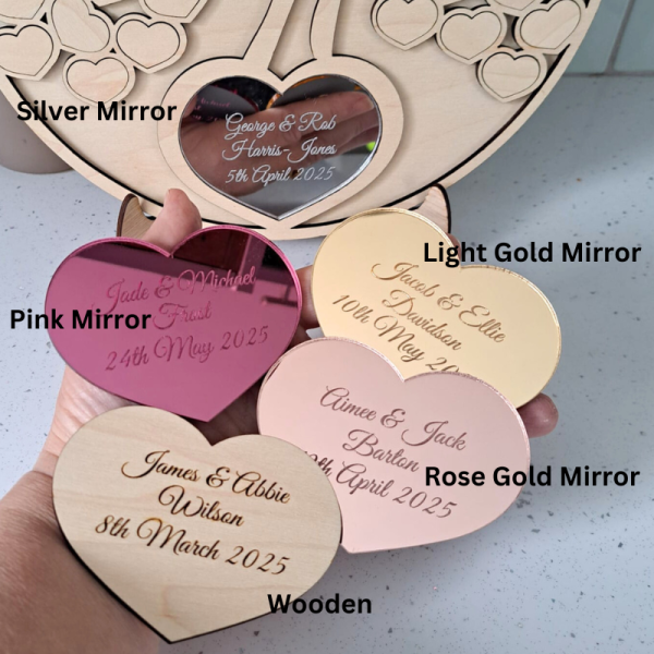 Personalised Wedding Guest Book Alternative Heart Wedding Day Memory Book Stand - Image 3