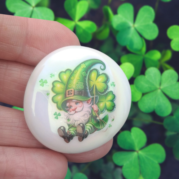 Irish Pocket Hug Pebbles, Ireland Good Luck Pocket Charm, 4 Leaf Clover Lucky Stone, Shamrock Gifts - Image 2
