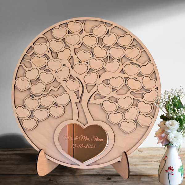 Personalised Wedding Guest Book Alternative Heart Wedding Day Memory Book Stand - Image 2