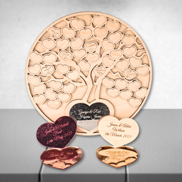 Personalised Wedding Guest Book Alternative Heart Wedding Day Memory Book Stand - Image 5