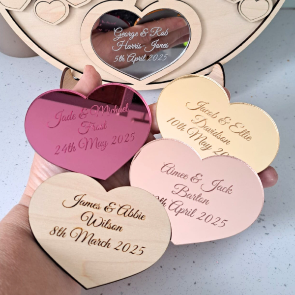Personalised Wedding Guest Book Alternative Heart Wedding Day Memory Book Stand - Image 4