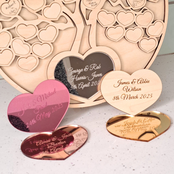 Personalised Wedding Guest Book Alternative Heart Wedding Day Memory Book Stand - Image 2
