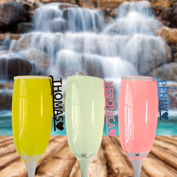 Personalised Acrylic Heart Drink Name Tags