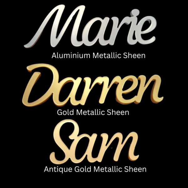 Personalised Name Tags, Wedding Place Names, Mirror Acrylic Cake Topper Names, Script Name Plaques - Image 3