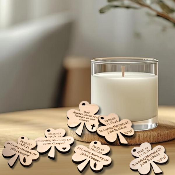 Shamrock Personalised Funeral Favours Memorial Tributes Remembrance In Loving Memory Tokens, Irish Memory Keepsake Pocket Hugs - Image 2