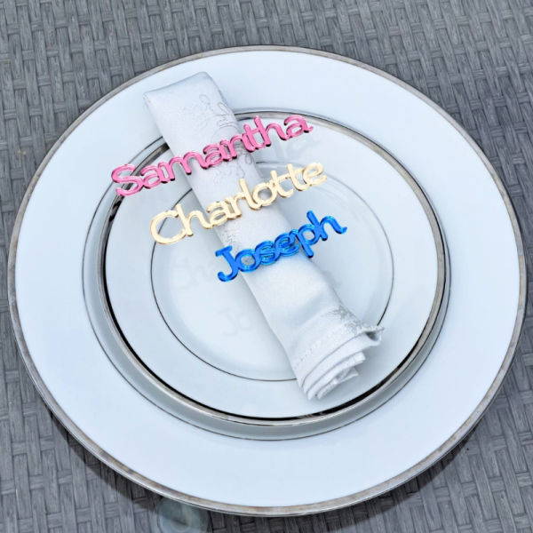 Personalised Script Name Tags, Mirror Acrylic Wedding Place Names, Cake Topper Names, Kids Name Plaques - Image 4