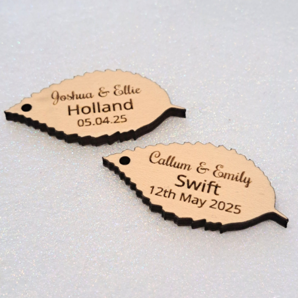 Personalised Wedding Favours, Leaf Wedding Table Decorations, Maple Leaf Wedding Drinks Tokens, Leaves Wooden Wedding Table Decor, Oak Leaf Birthday Tokens - Image 5
