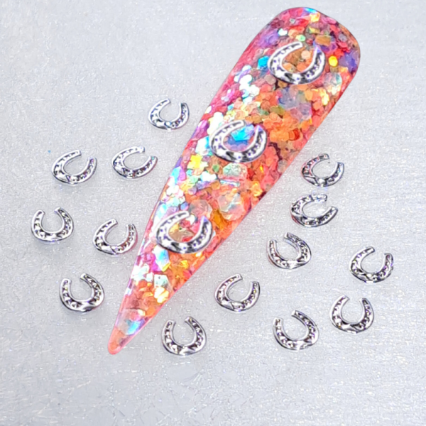 Lucky Silver Horseshoe Nail Art Alloy Charms