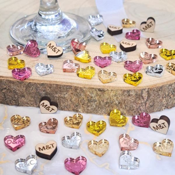 Personalised Hearts Wedding Table Scatter