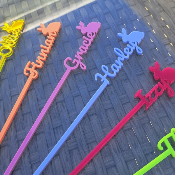 Personalised Easter Bunny Drinks Stirrers, Cocktail Party Stirrers, Birthday Drinks Stirrers, Wedding Drink Stirrers, Hen Party Drinks Stirrers - Image 2