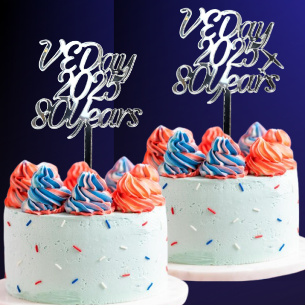 VE Day Cupcake Toppers, VE Day Cake Picks, VE Day Baking Cake Toppers, VE Day Anniversary Cake Toppers - Image 2
