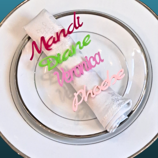Personalised Name Tags, Wedding Place Names, Mirror Acrylic Cake Topper Names, Kids Name Plaques - Image 5