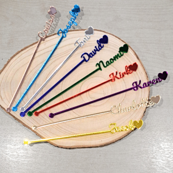 Personalised Drinks Stirrers, Cocktail Party Stirrers, Birthday Drinks Stirrers, Wedding Drink Stirrers, Hen Party Drinks Stirrers, Personalised Swizzle Sticks - Image 2