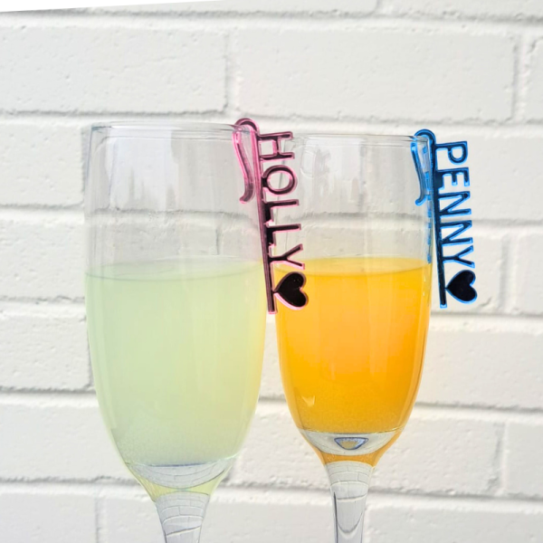 Personalised Wedding Drinks Name Tags, Party Drink Markers, Custom Champagne Wedding Drink Charms, Glass Toppers, Anniversary Drinks Tags, Wine Glass Marker Charms - Image 3