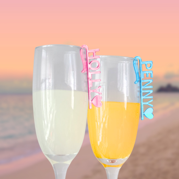 Personalised Wedding Drinks Name Tags, Party Drink Markers, Custom Champagne Wedding Drink Charms, Glass Toppers, Anniversary Drinks Tags, Wine Glass Marker Charms - Image 4