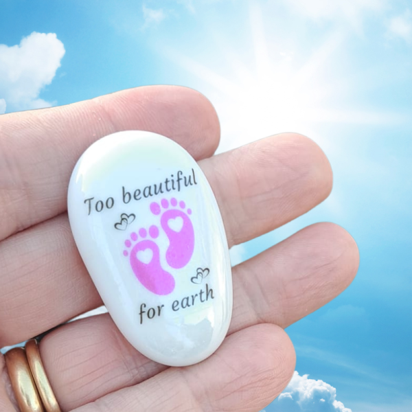 Too Beautiful For Earth Pocket Hug Pebbles, Baby Bereavement Gift Miscarriage Memorial Gift Baby Loss Remembrance Gifts - Image 2