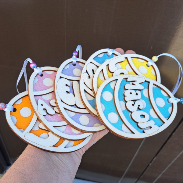 Easter Egg Gift Tags, Personalised Kids Easter Name Tags, Easter Egg Baubles, Easter Basket Name Tags - Image 2