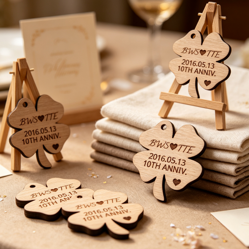 Personalised Wedding Favours 4 Leaf Clover Wedding Favours, Irish Wedding Tokens, Wedding Drinks Tokens, Four Leaf Clover Irish Wedding Table Decor, Clover Anniversary Favours - Image 2