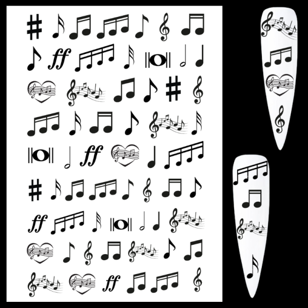 Black Music Note Water Decals
