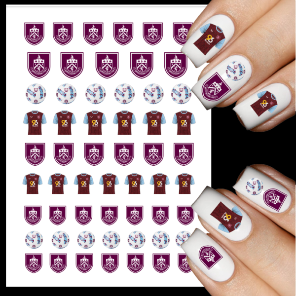 Burnley Football Club Water Decals, Burnley Nail Art Decals, Burnley Football Team Nail Art