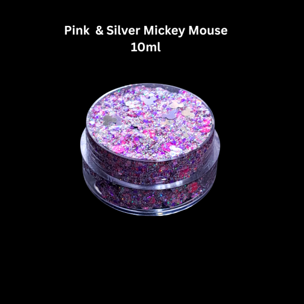 Mickey Mouse Disney Glitter Gel, Kids Pink & Silver Minnie Mouse Festival Glitter Make Up, Face And Body Painting Glitter Gel - Image 3