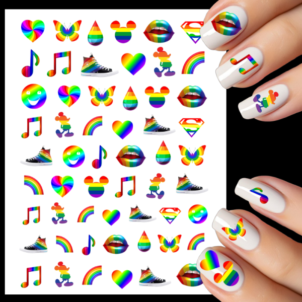 Gay Pride Nail Art Water Decals