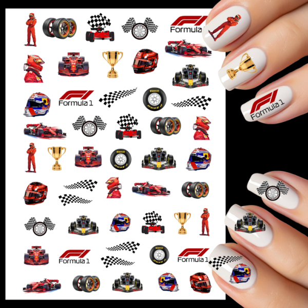 F1 Racing Nail Art Water Decals