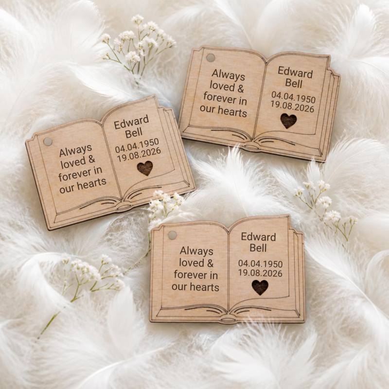 Remembrance Book Funeral Favours Personalised Memorial Tributes Remembrance In Loving Memory Tokens, Memory Keepsake Pocket Hugs - Image 2