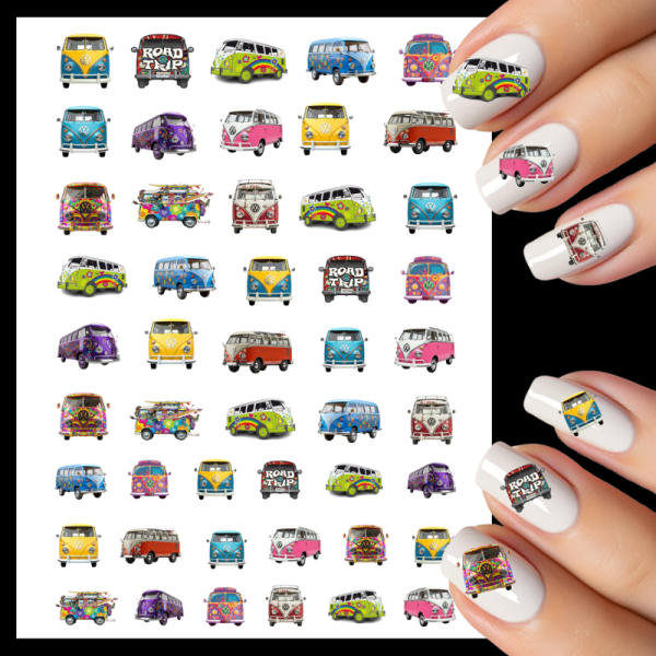 VW Camper Van Nail Art Water Decals