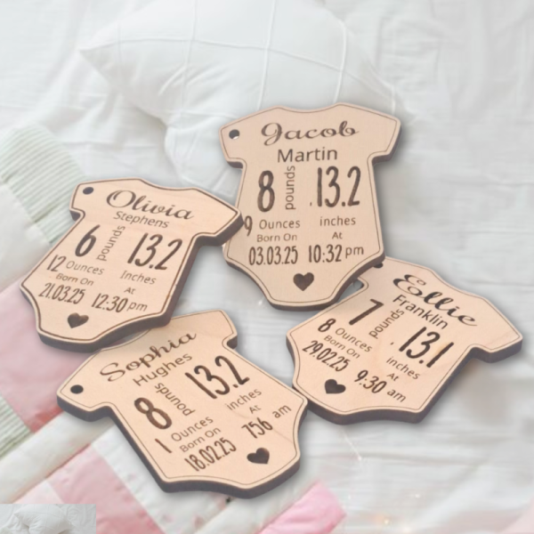 Personalised Birth Announcement Plaques, New Baby Birth Signs, Hello World Gifts, New Baby Arrival Gift Tags - Image 4