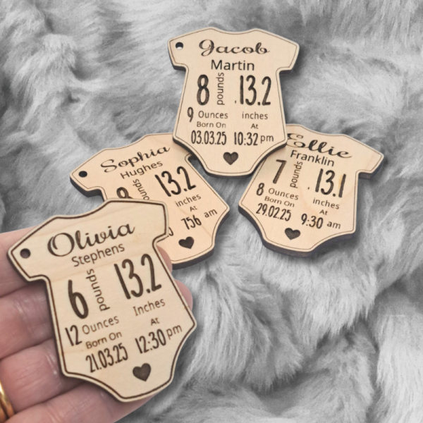 Wooden Baby Announcement Tags
