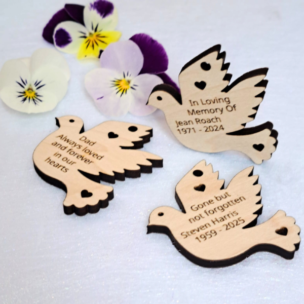Wooden Dove Funeral Tokens
