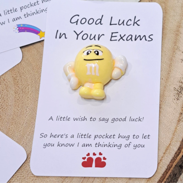 Exam Pocket Hug Tokens, Positive Exam Gift Pocket Hugs, M&M's Good Luck Exam Lucky Charm, School Student Exam Stress Reliever - Image 3
