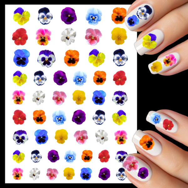 Pansy Flower Nail Art Water Decals