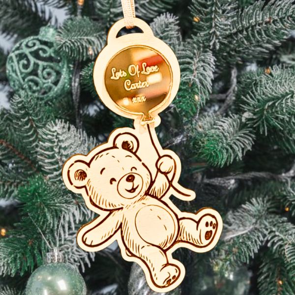 Personalised Christmas Gift Tags, Teddy Bear Xmas Present Gift Tags, Kids Xmas Tree Baubles, Baby's 1st Xmas - Image 7