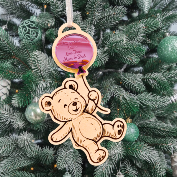 Personalised Christmas Gift Tags, Teddy Bear Xmas Present Gift Tags, Kids Xmas Tree Baubles, Baby's 1st Xmas - Image 4