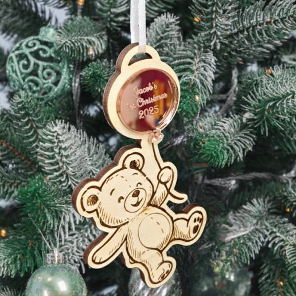 Personalised Christmas Gift Tags, Teddy Bear Xmas Present Gift Tags, Kids Xmas Tree Baubles, Baby's 1st Xmas - Image 8