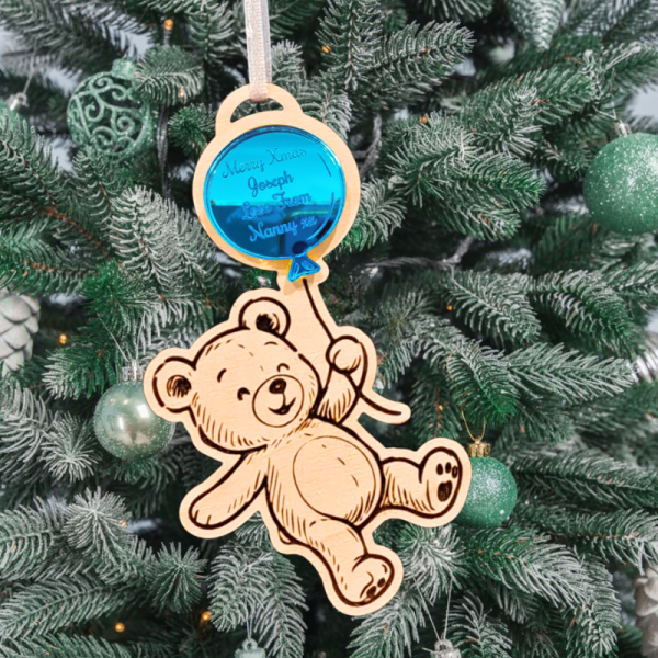 Personalised Christmas Gift Tags, Teddy Bear Xmas Present Gift Tags, Kids Xmas Tree Baubles, Baby's 1st Xmas - Image 2